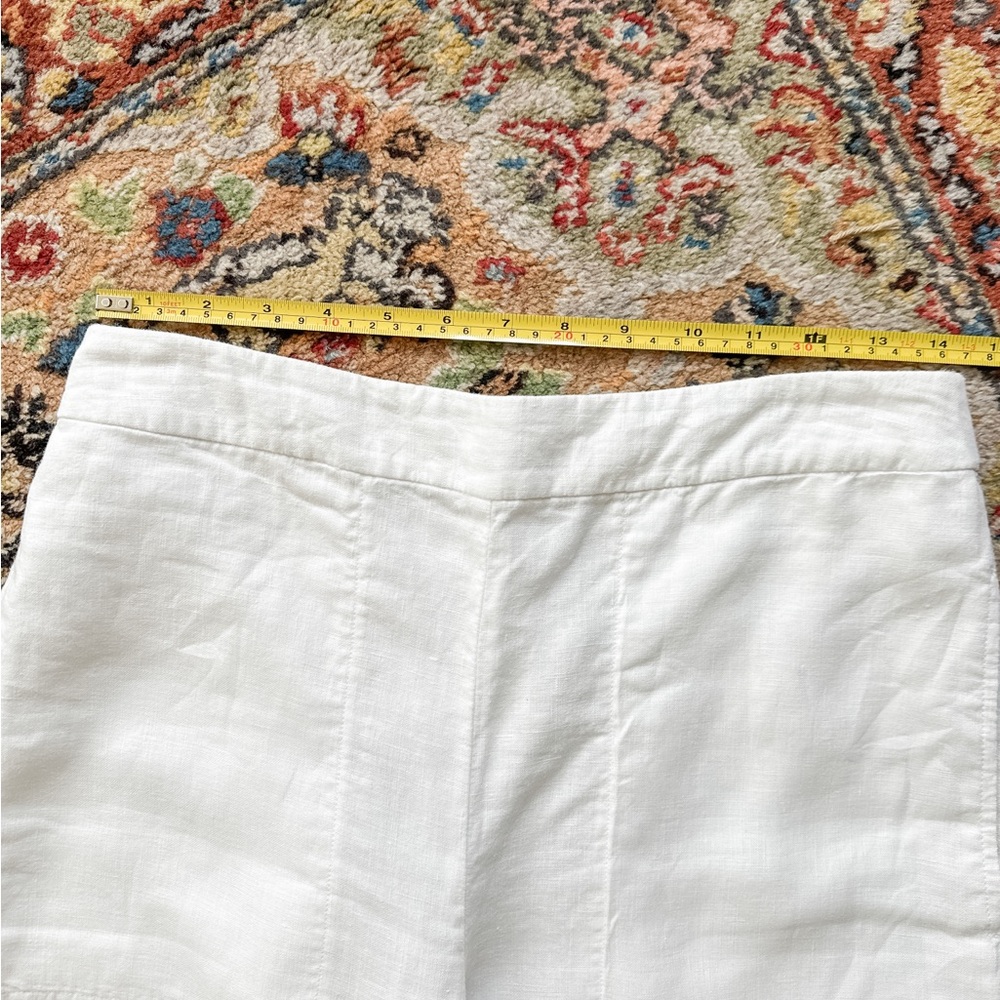 The White Company White Linen Wide Leg Crop Pants Size 6 NWOT Flat Front Pockets - Picture 7 of 7